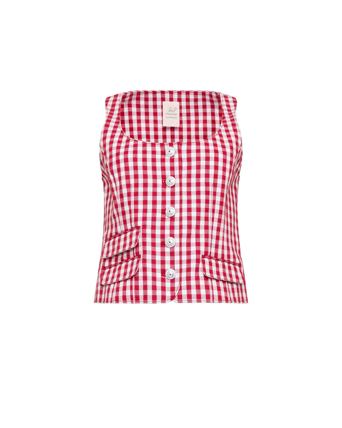 Cinq à Sept Mini Gingham Denim Lovina Top