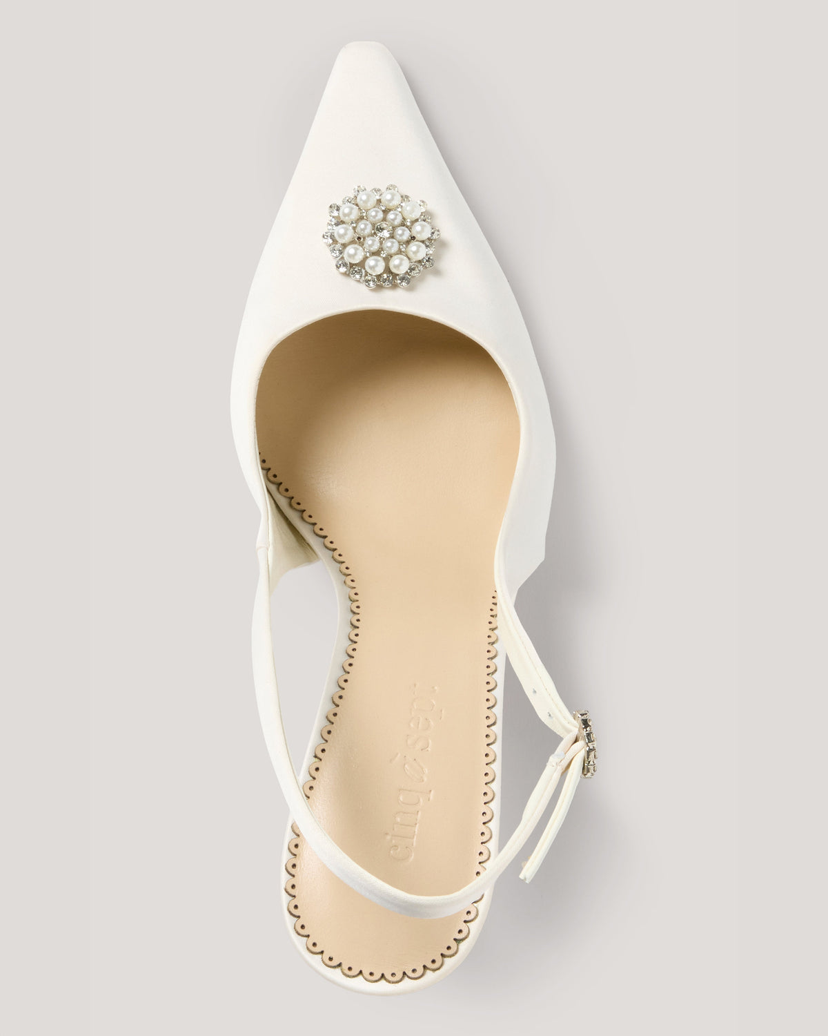 Cinq à Sept Claire Crystal Brooch Satin Slingback Pump