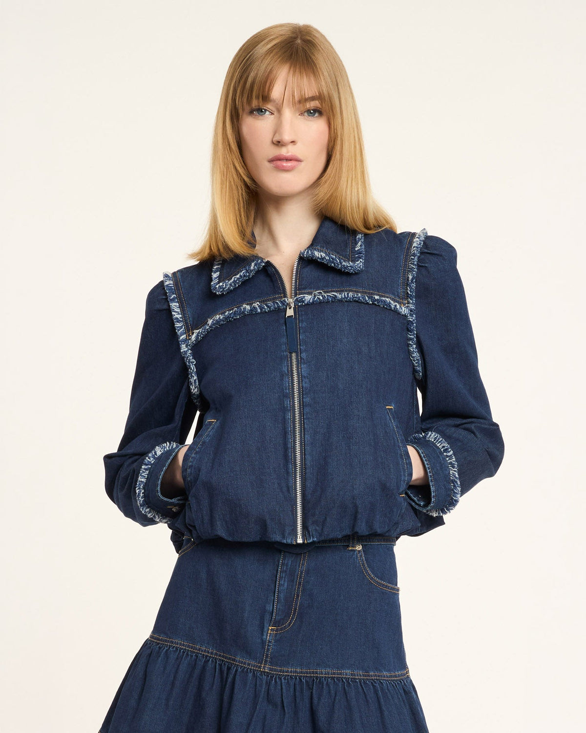 Cinq à Sept Bicolor Fringe Indria Jacket
