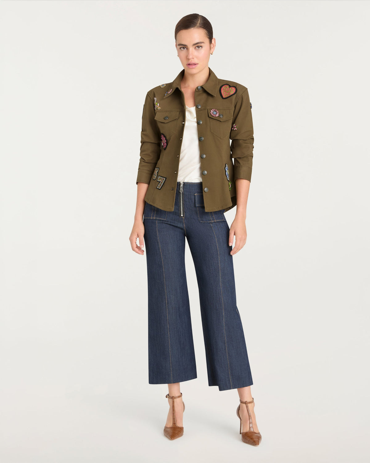 Cinq à Sept Retro Love Patches Scrunched Canyon Jacket