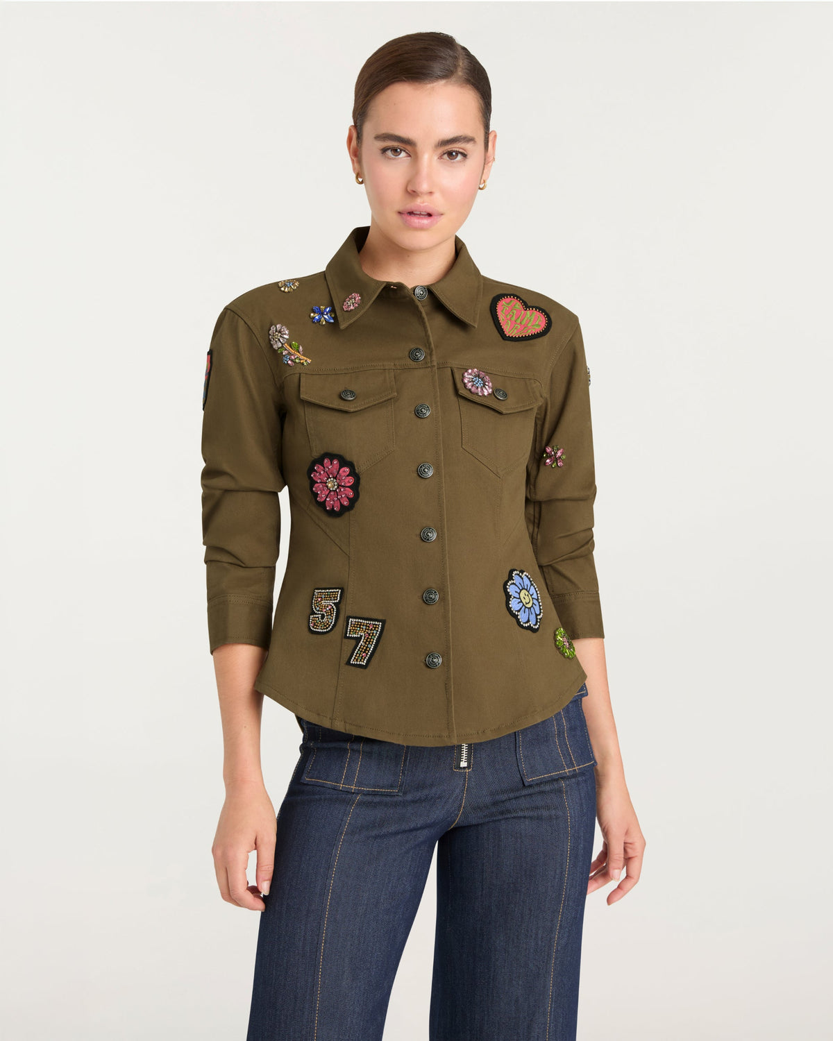 Cinq à Sept Retro Love Patches Scrunched Canyon Jacket