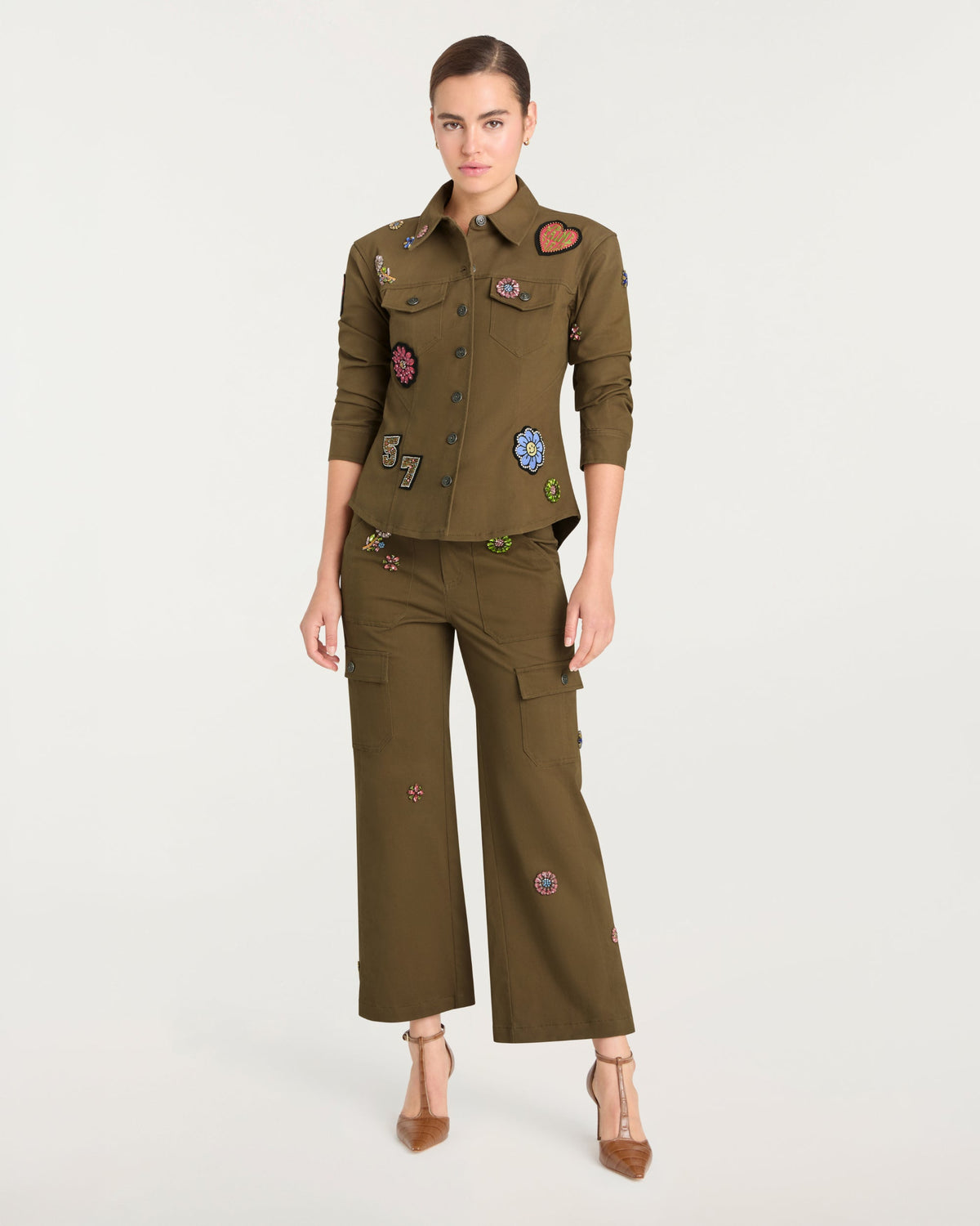 Cinq à Sept Retro Love Patches Scrunched Canyon Jacket