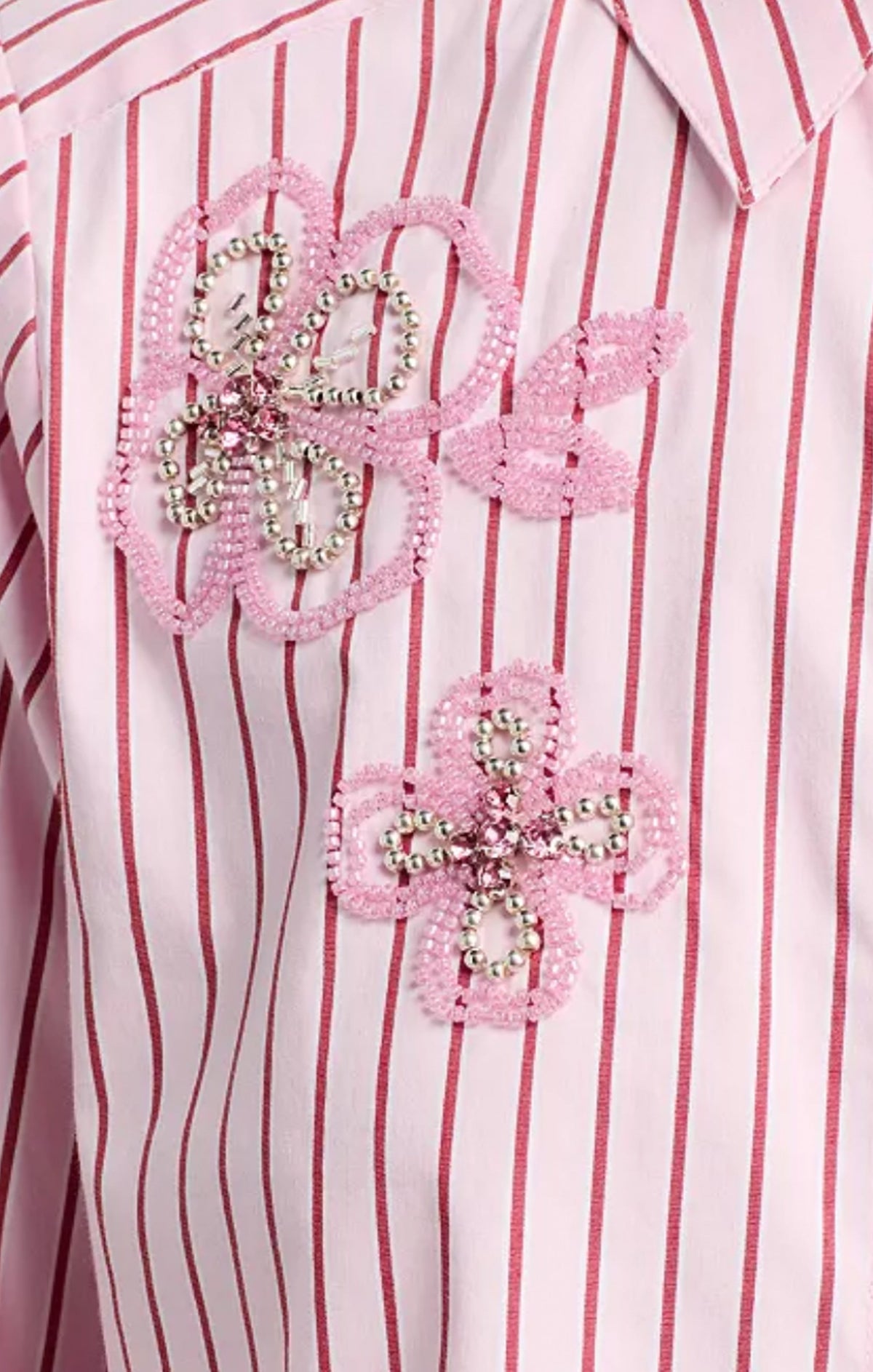 Cinq à Sept Rose Stripe Beaded Flowers Selinda Top