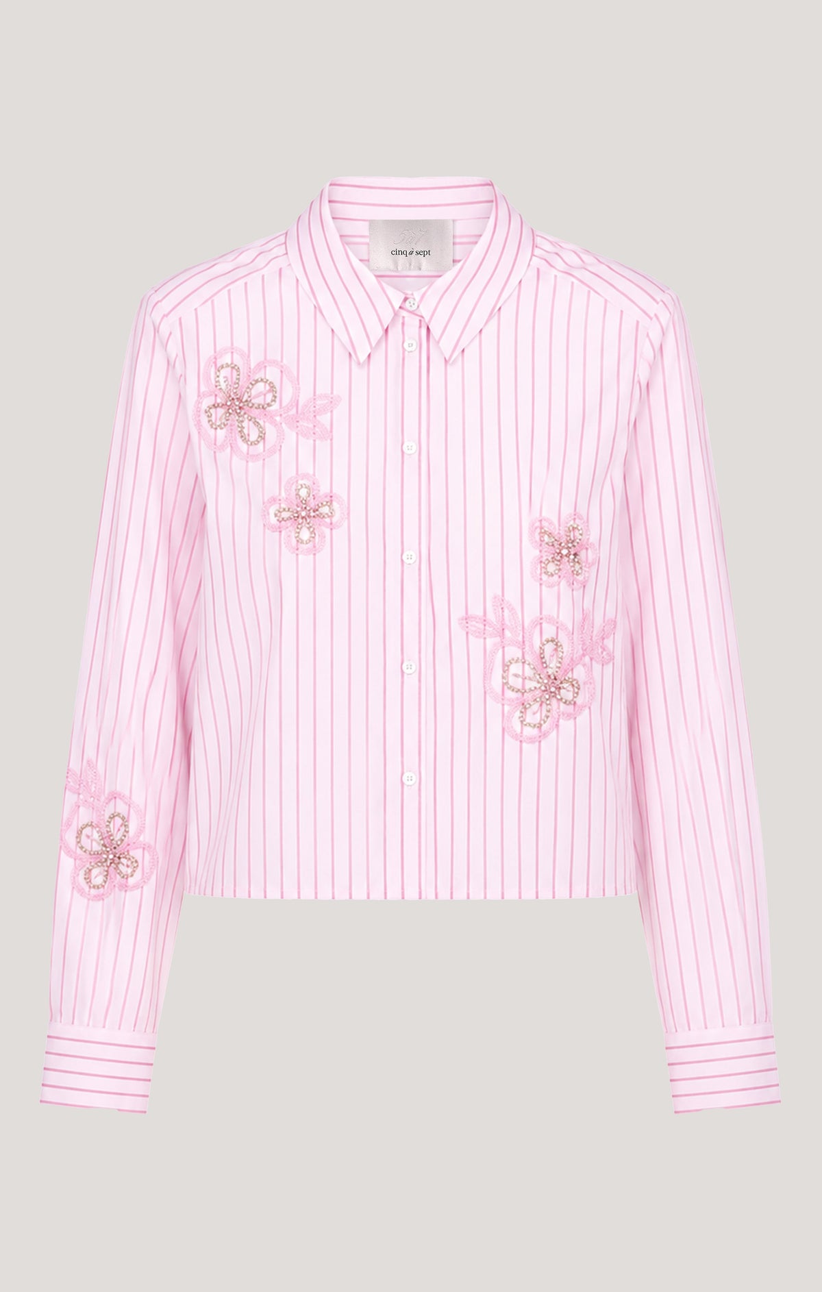 Cinq à Sept Rose Stripe Beaded Flowers Selinda Top