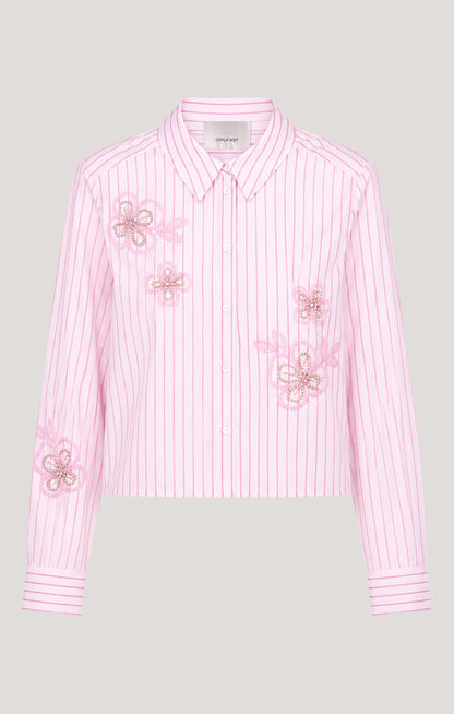 Cinq à Sept Rose Stripe Beaded Flowers Selinda Top