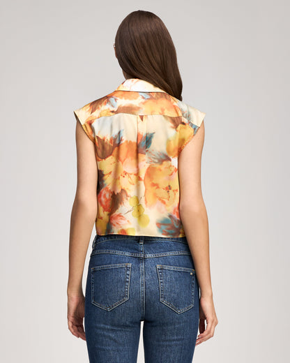 Cinq à Sept Watercolor Floral Sleeveless Marianna Top