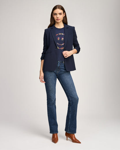 Cinq à Sept Wildflower Embroidery Smiley Shrunken Tee
