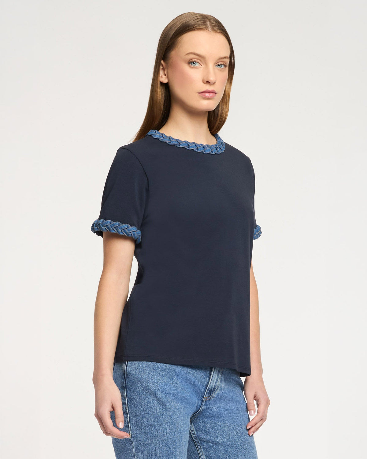 Cinq à Sept Denim Braided Tee