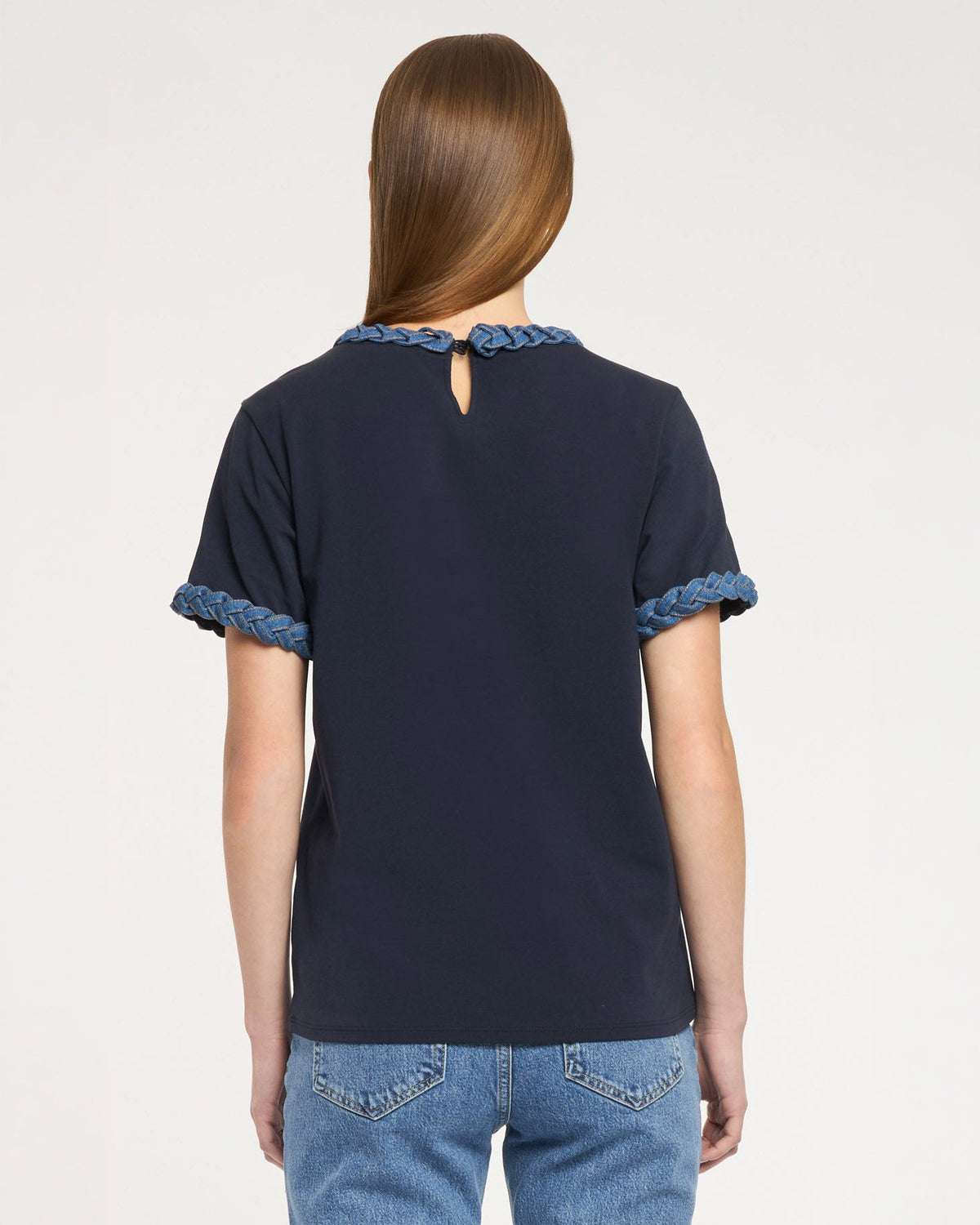 Cinq à Sept Denim Braided Tee