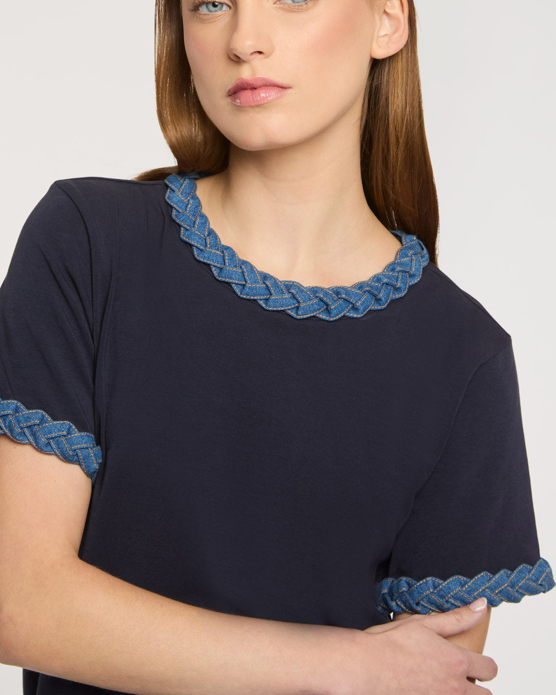 Cinq à Sept Denim Braided Tee