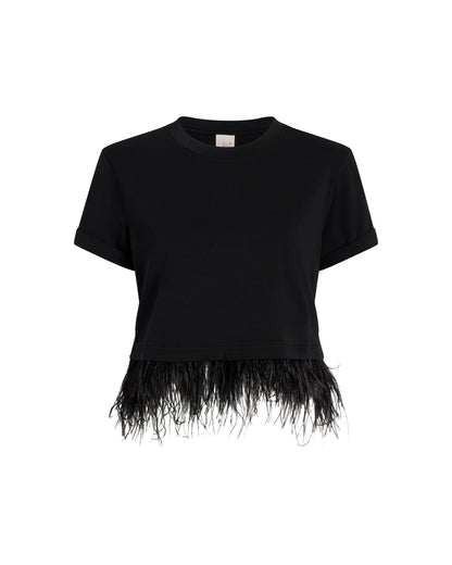 Cinq à Sept Short Sleeve Cropped Feather Tee