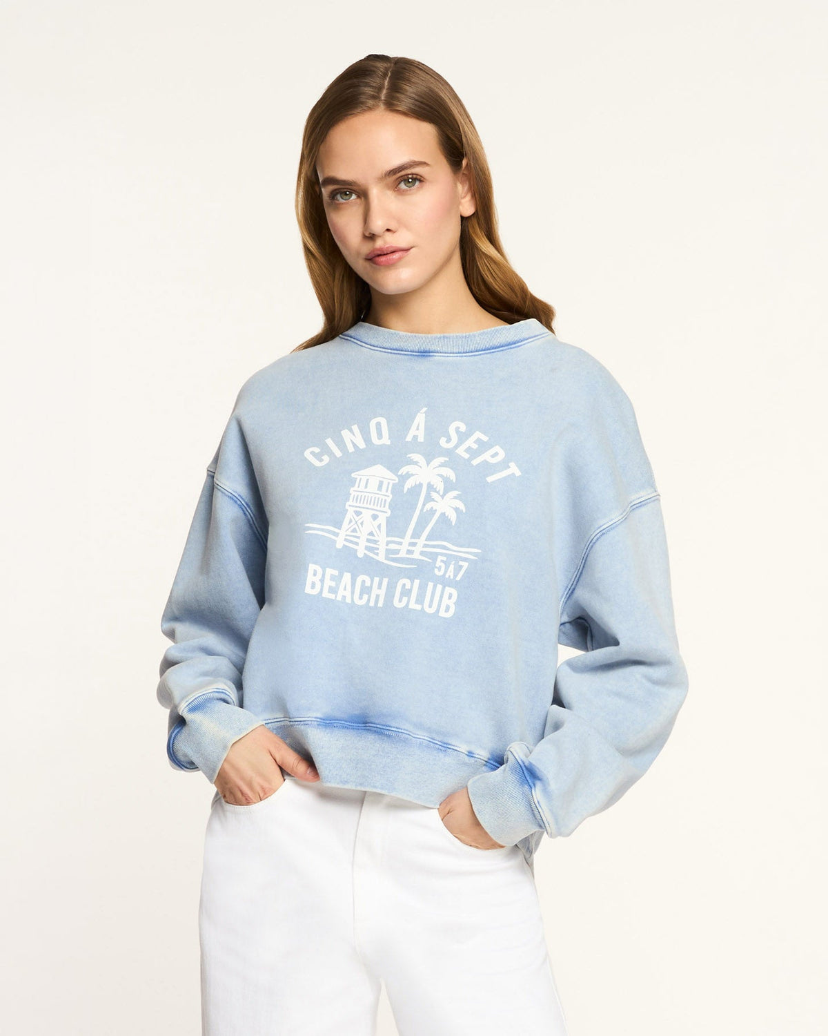 Cinq à Sept Beach Club Tumble Washed Brandy Pullover