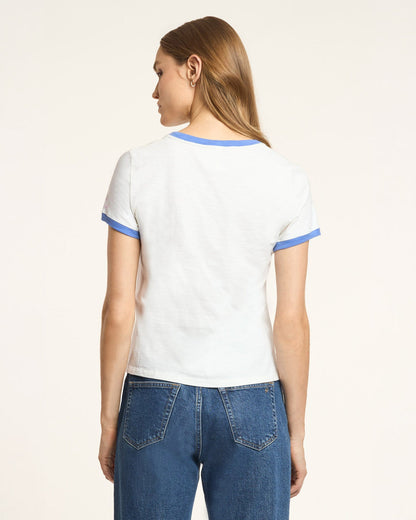 Cinq à Sept Rhinestone Smiling Sun Shrunken Ringer Tee