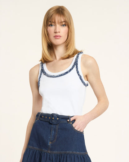 Cinq à Sept Bicolor Fringe Quenta Tank