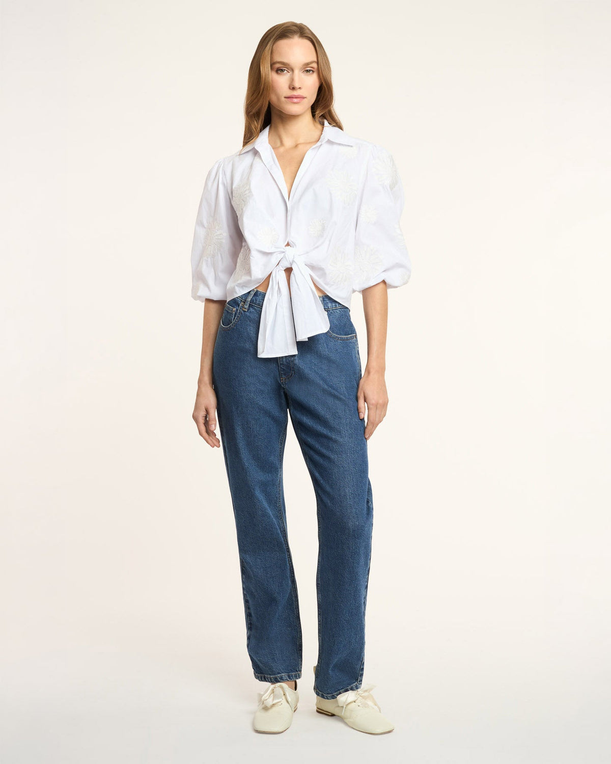 Cinq à Sept Three Quarter Sleeve Embroidered Marianna Top