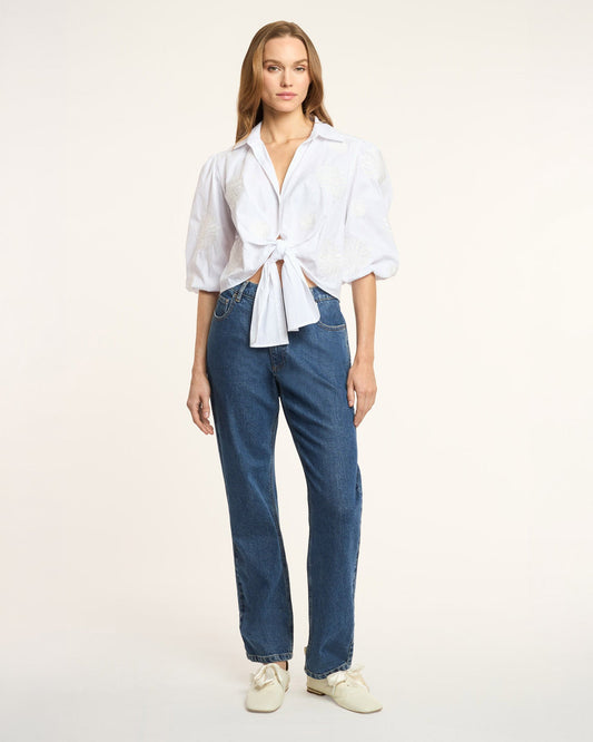 Cinq à Sept Three Quarter Sleeve Embroidered Marianna Top