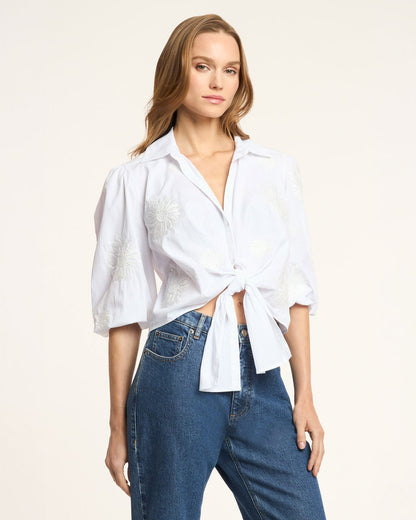 Cinq à Sept Three Quarter Sleeve Embroidered Marianna Top