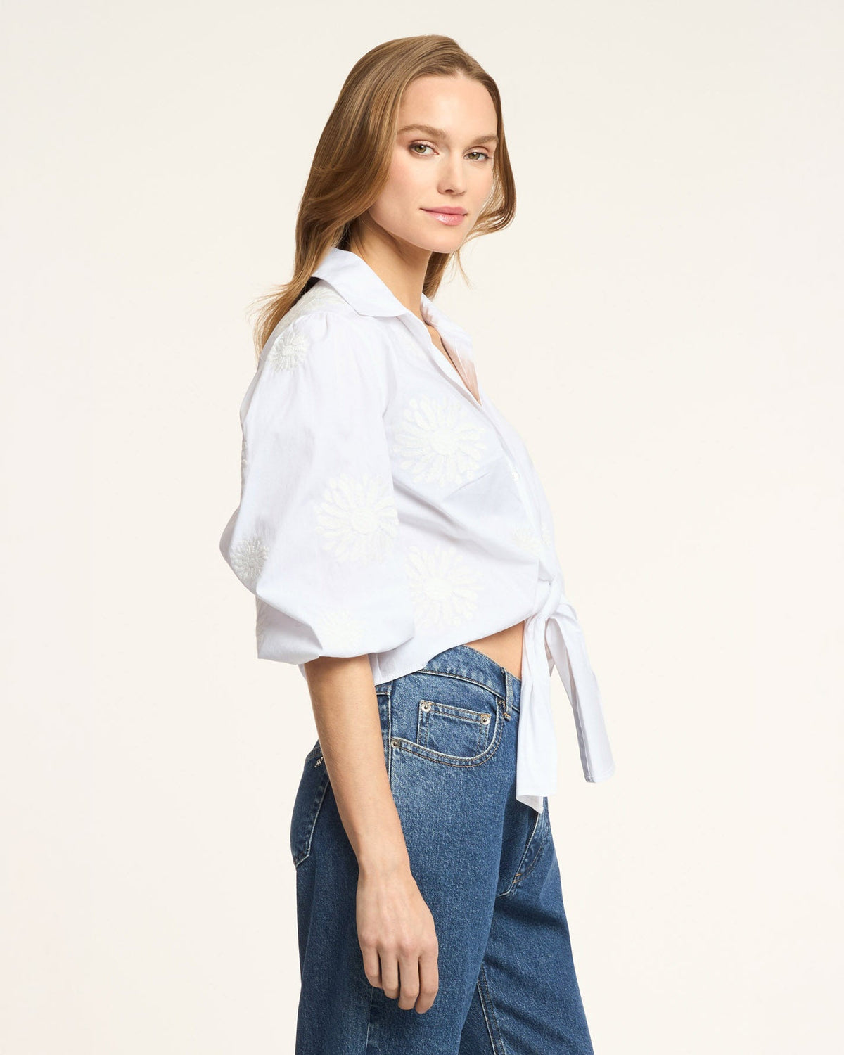 Cinq à Sept Three Quarter Sleeve Embroidered Marianna Top