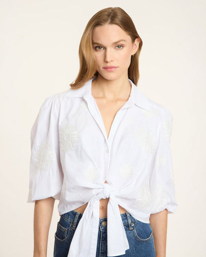 Cinq à Sept Three Quarter Sleeve Embroidered Marianna Top