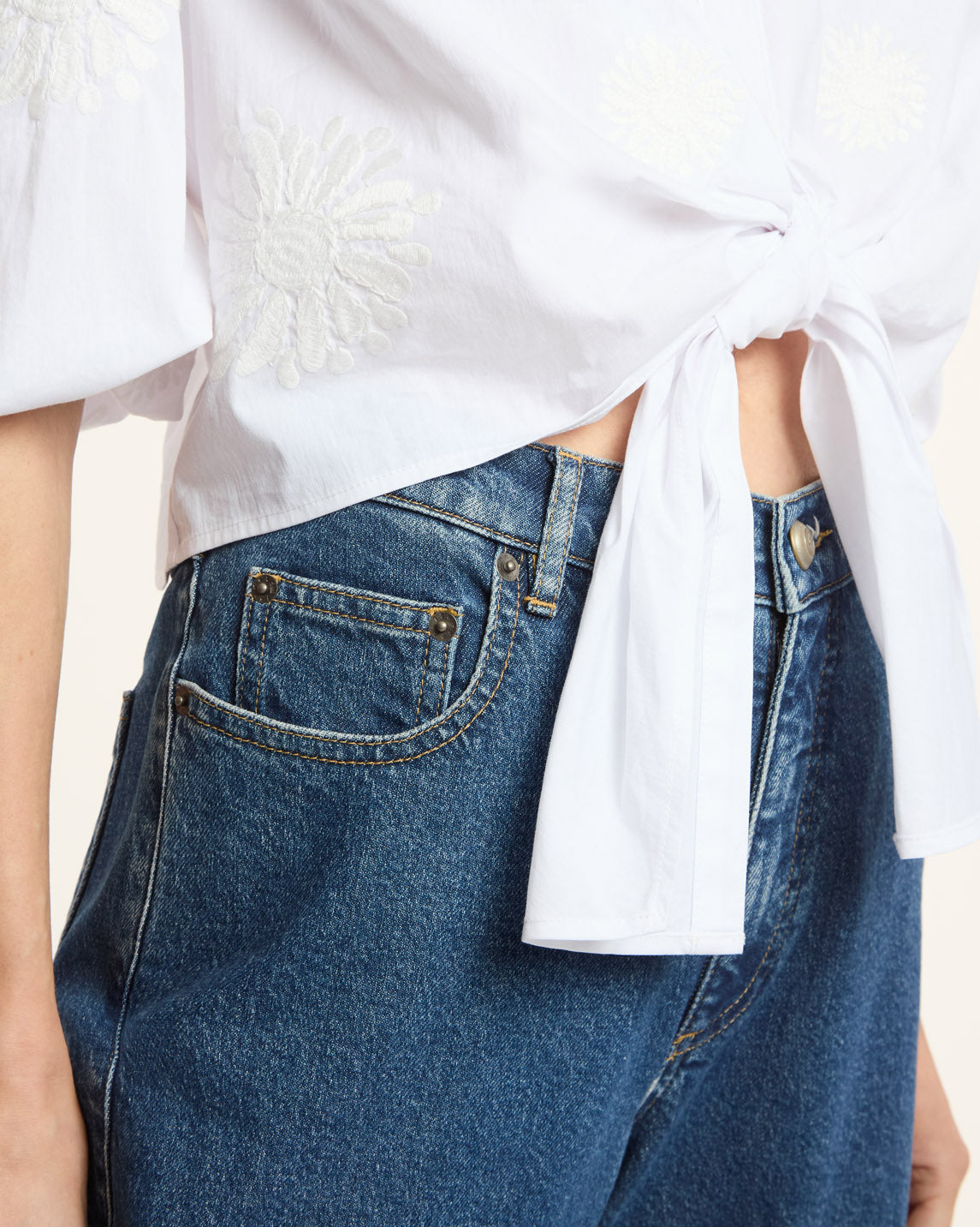 Cinq à Sept Three Quarter Sleeve Embroidered Marianna Top