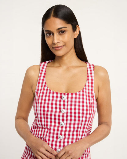 Cinq à Sept Mini Gingham Denim Lovina Top