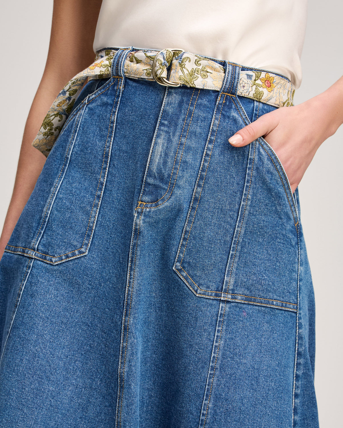 Cinq à Sept Long Benji Jean Skirt