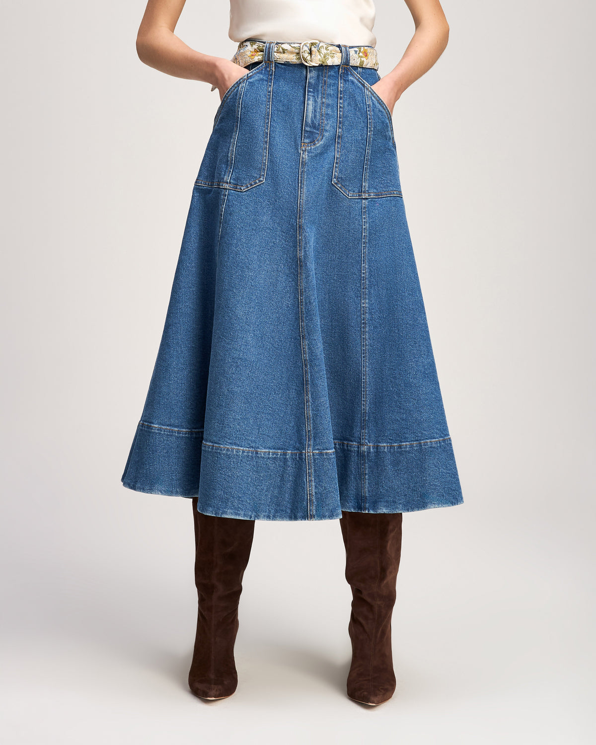 Cinq à Sept Long Benji Jean Skirt