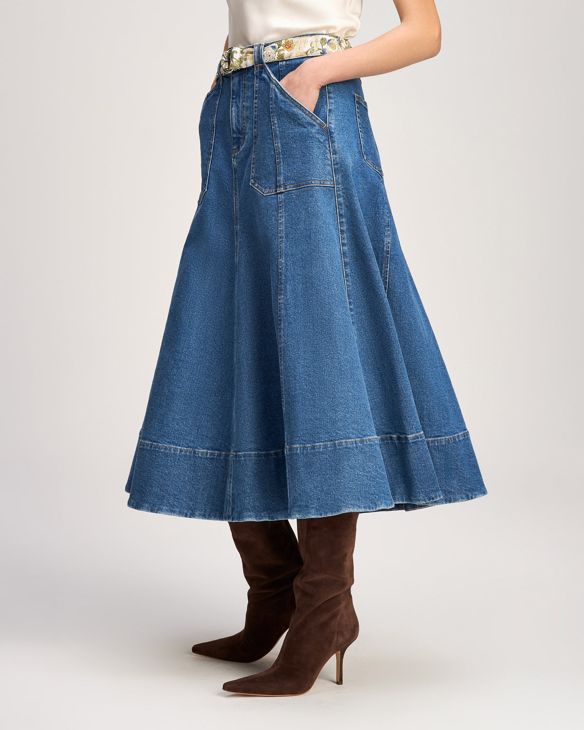 Cinq à Sept Long Benji Jean Skirt