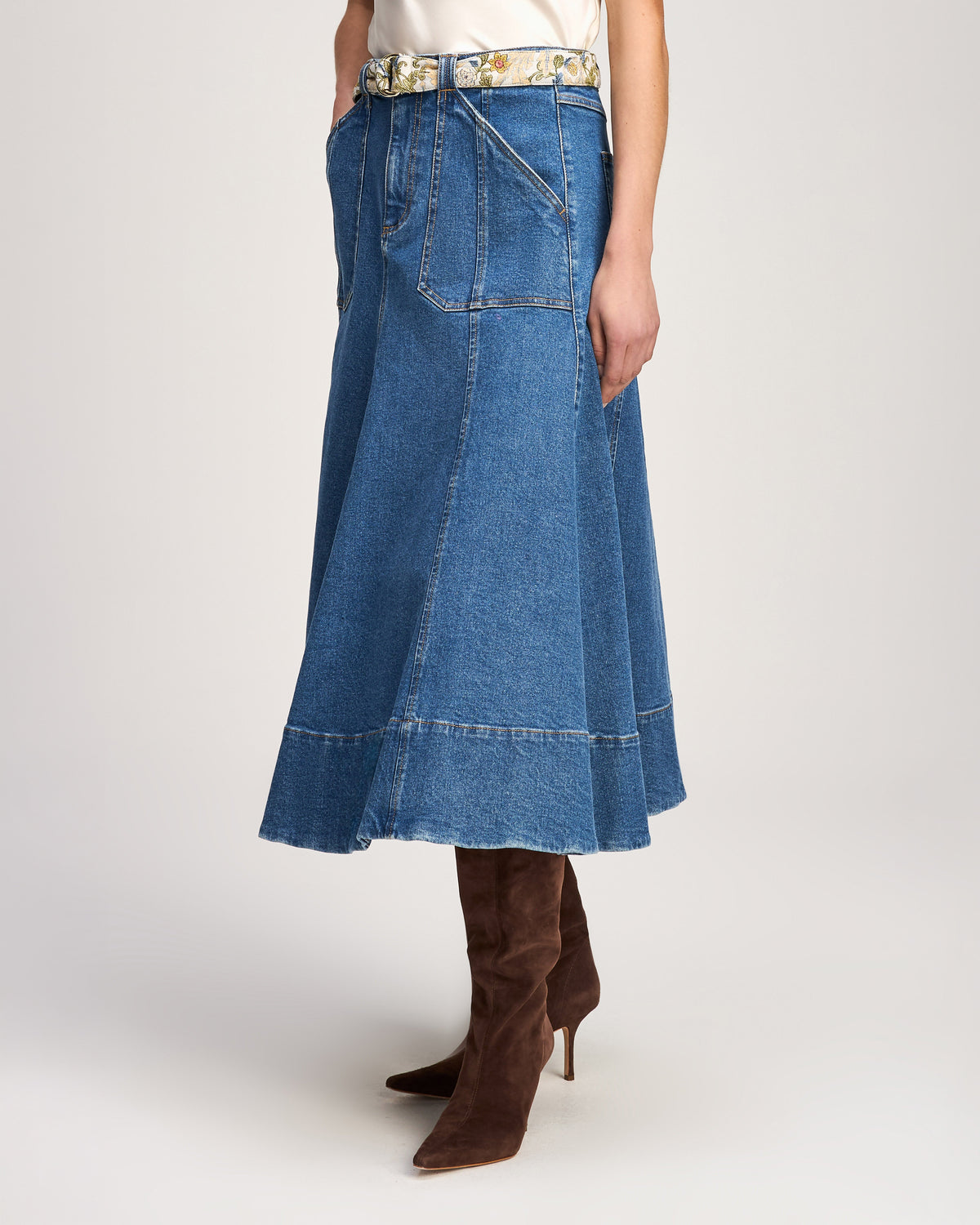 Cinq à Sept Long Benji Jean Skirt