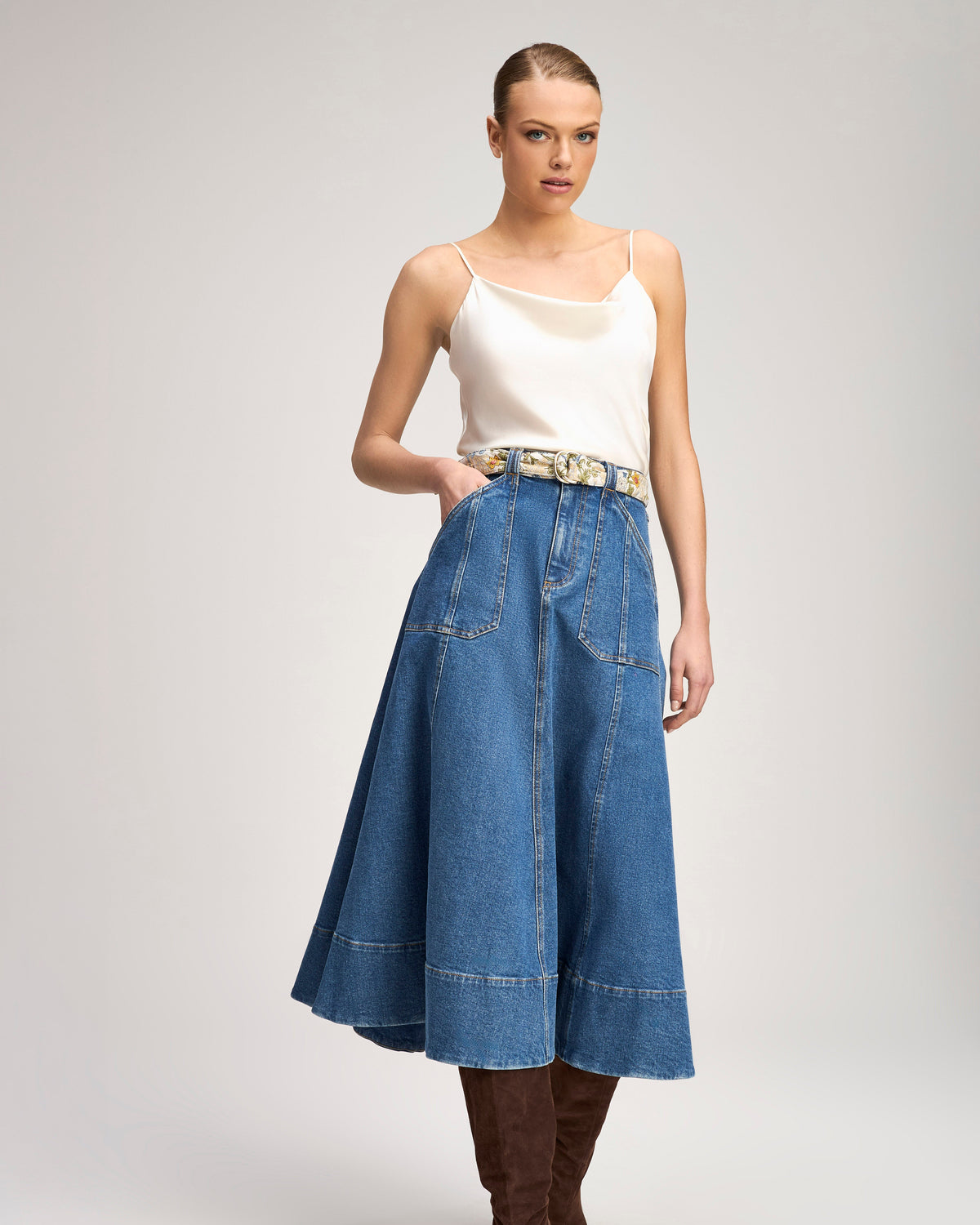 Cinq à Sept Long Benji Jean Skirt