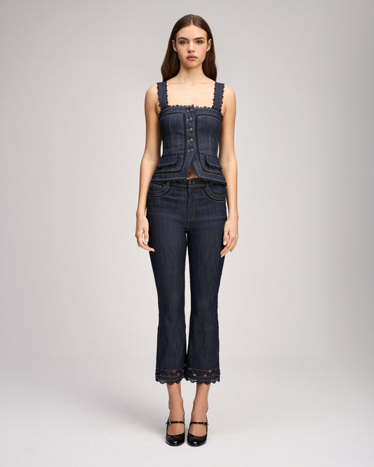 Cinq à Sept Guipure Lace Cropped Stevie Jeans
