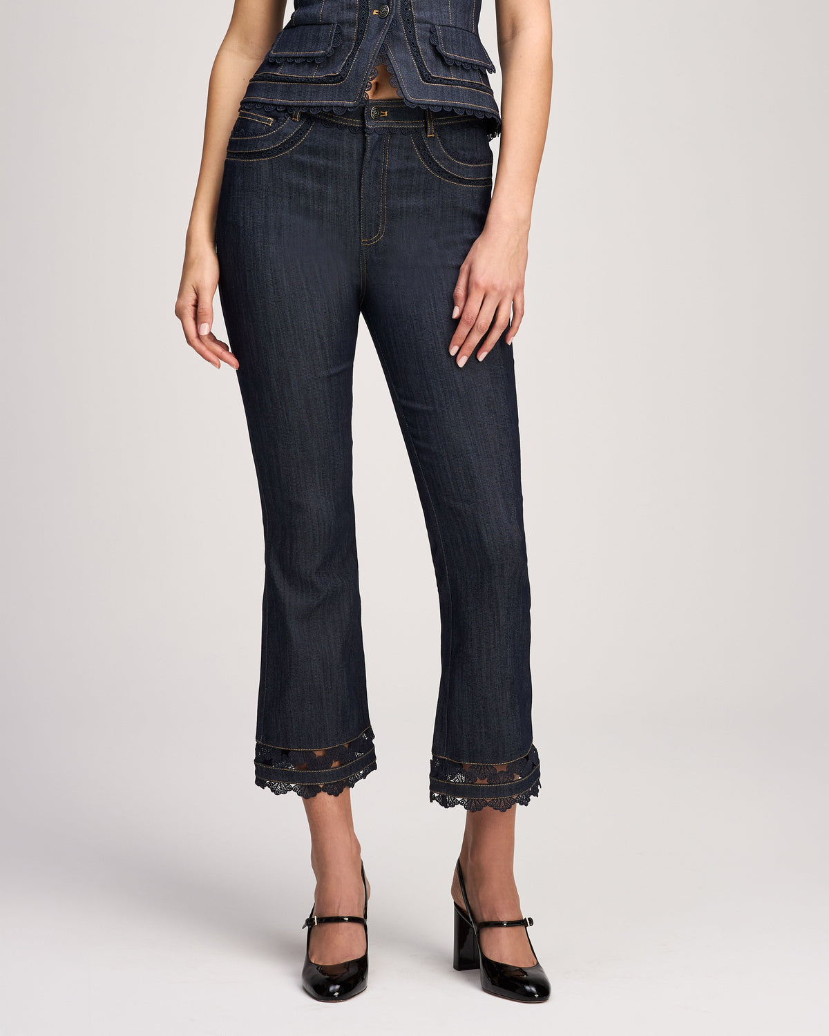 Cinq à Sept Guipure Lace Cropped Stevie Jeans