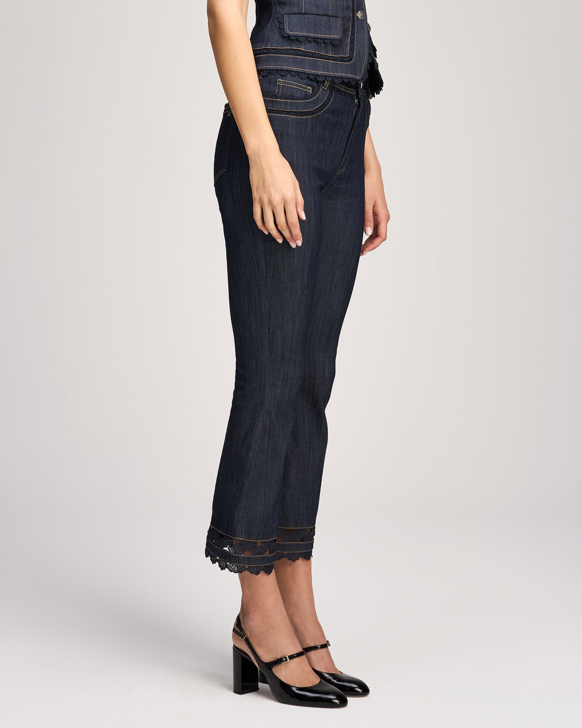 Cinq à Sept Guipure Lace Cropped Stevie Jeans