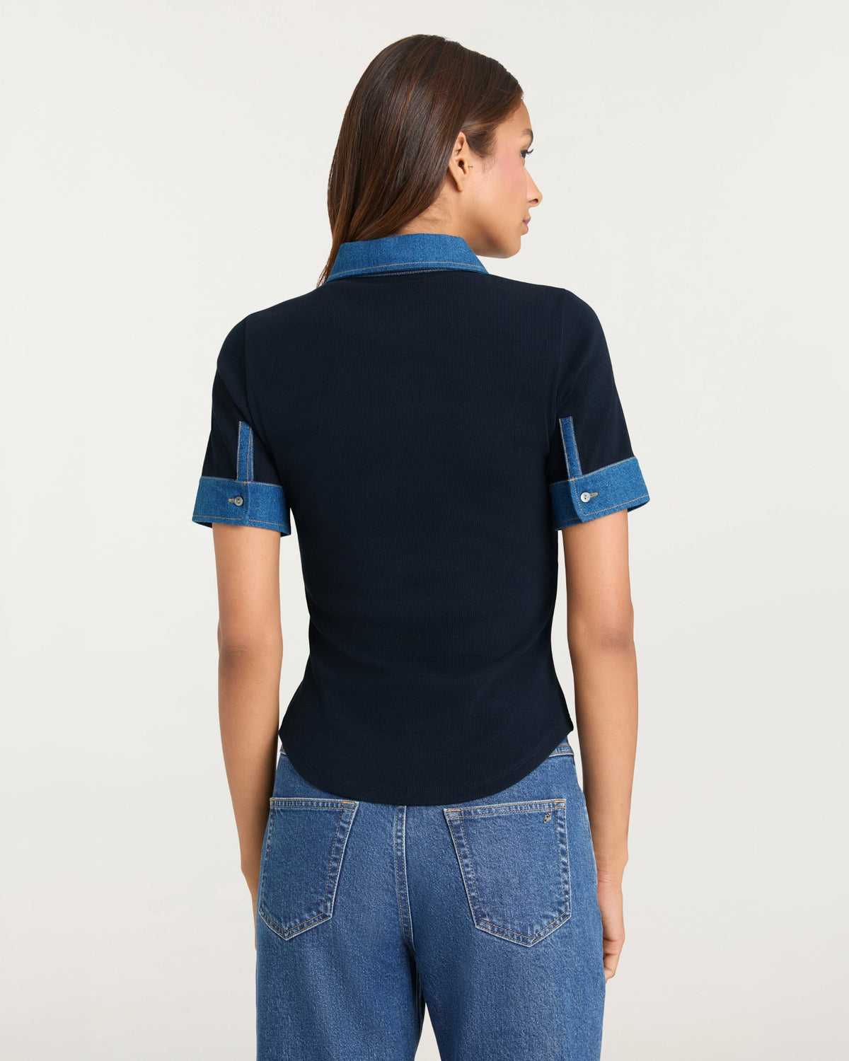 Cinq à Sept Jean Combo Short Sleeve Jaden Top