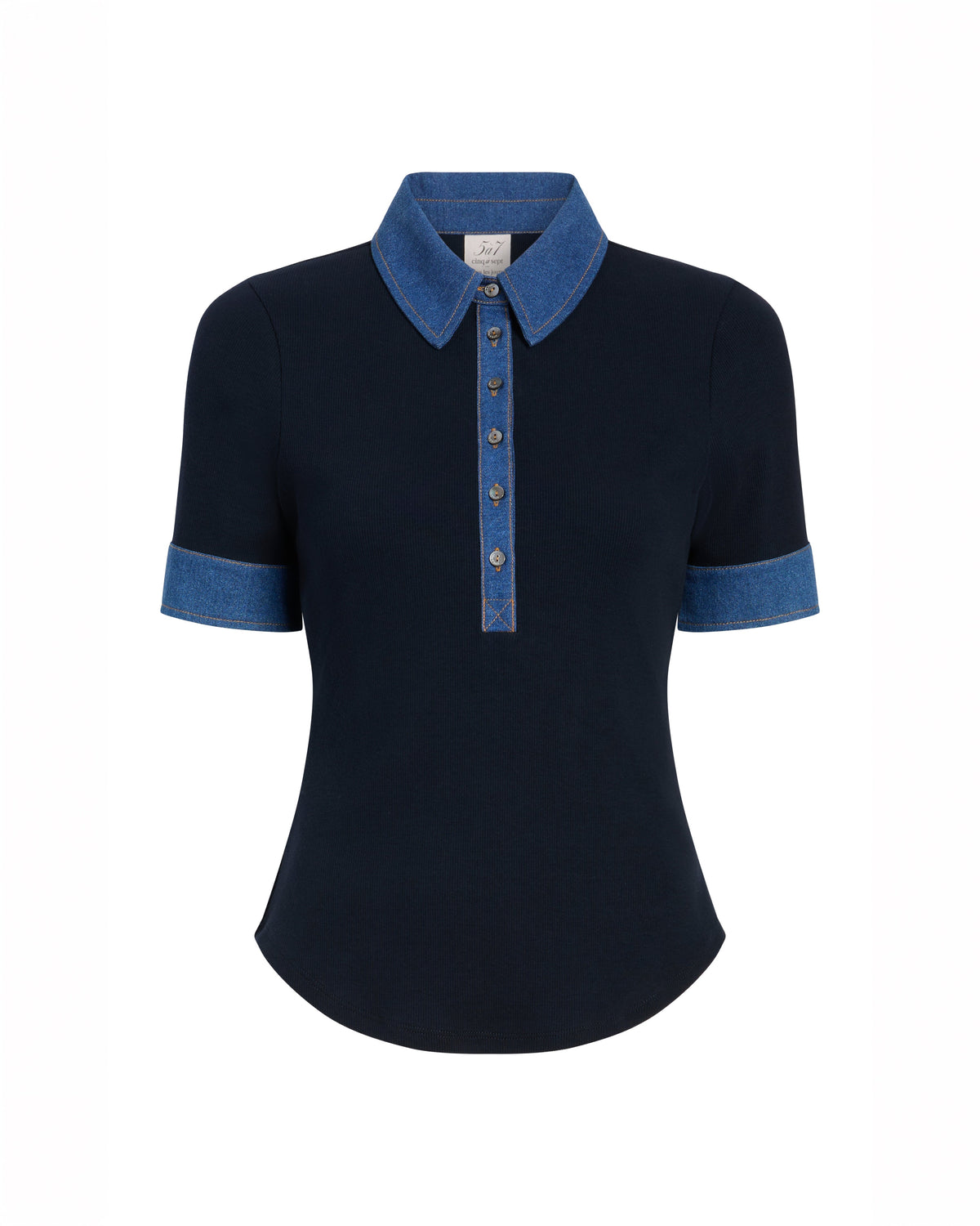 Cinq à Sept Jean Combo Short Sleeve Jaden Top