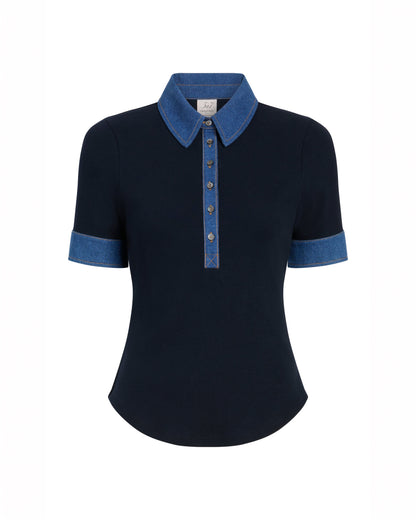 Cinq à Sept Jean Combo Short Sleeve Jaden Top