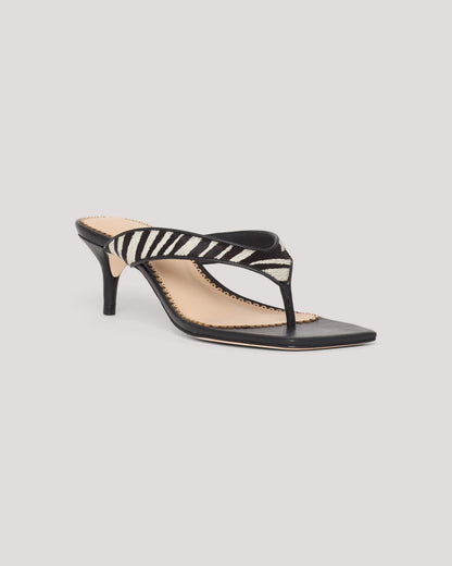 Cinq à Sept Frankie Zebra Haircalf Kitten Heel Sandal