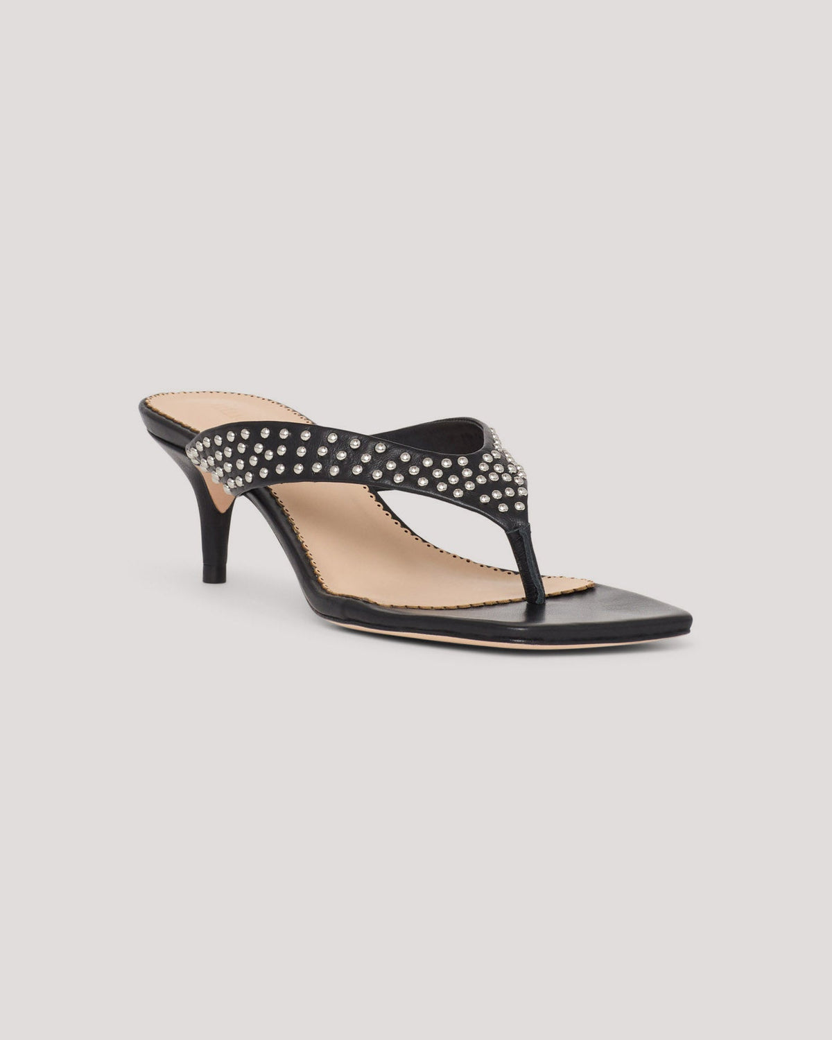 Cinq à Sept Frankie Studded Leather Kitten Heel Sandal