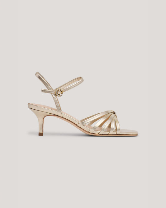 Cinq à Sept Malia Strappy Metallic Kitten Heel