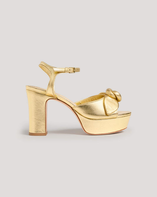 Cinq à Sept Arianna Knotted Rose Metallic Platform