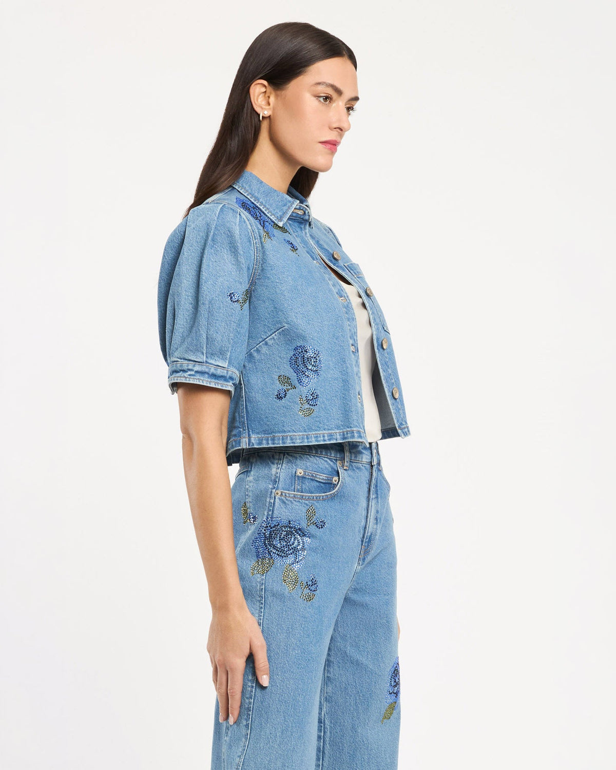 Cinq à Sept Heatset Roses Halsie Jean Top