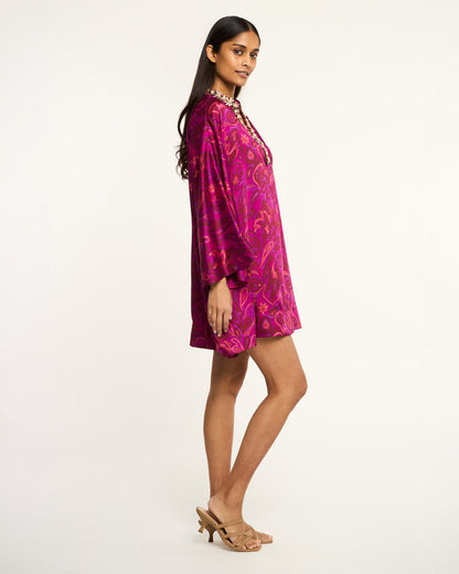 Cinq à Sept Paisley Bloom Collarless Arcia Kaftan