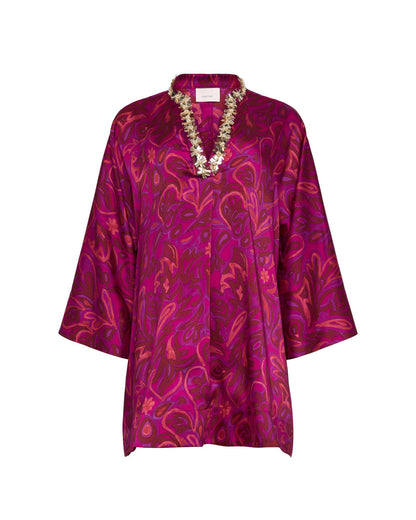 Cinq à Sept Paisley Bloom Collarless Arcia Kaftan