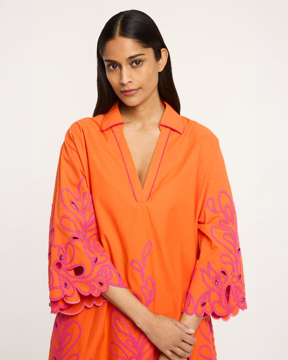 Cinq à Sept Paisley Bloom Embroidered Arcia Kaftan