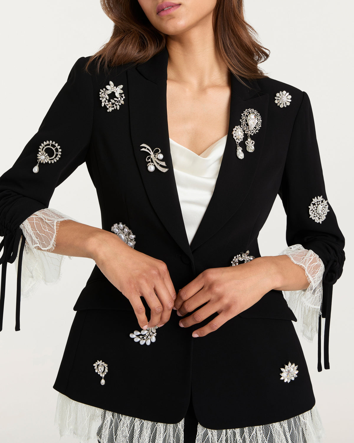 Cinq à Sept Crystal Brooch Roxie Blazer