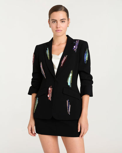 Cinq à Sept Paillette Whirl Scrunched Cheyenne Blazer