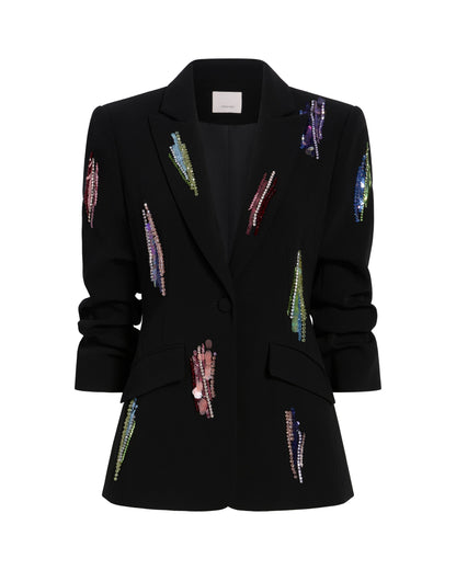 Cinq à Sept Paillette Whirl Scrunched Cheyenne Blazer