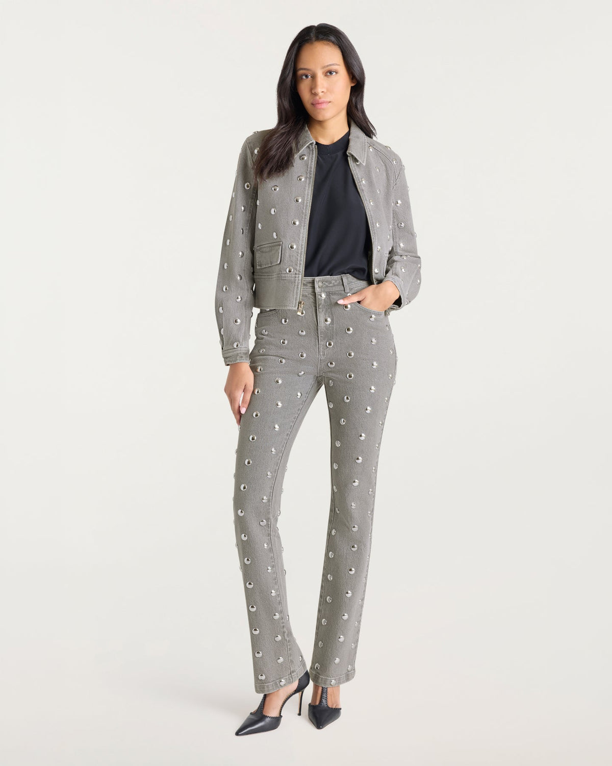 Cinq à Sept Studded Harriet Jean Jacket