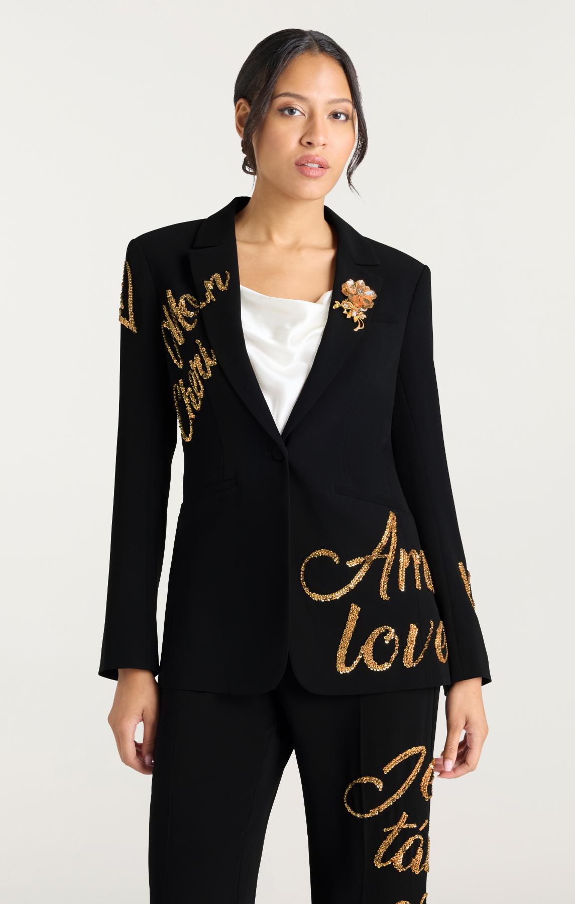 Cinq à Sept Crushed Sequin Loveletter Karlie Blazer