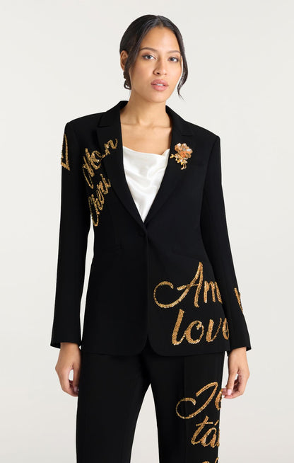 Cinq à Sept Crushed Sequin Loveletter Karlie Blazer